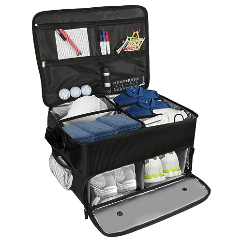 2-lagiger Golfkoffer-Organizer, wasserdichte Auto-Golf-Schuhtaschen Schließfach mit separatem belüftetem Fach für 2 Paar Schuhe, Golfschuhbeutel für Bälle, Tees, Kleidung, Handschuhe, Schwarz , 2-lagiger Golfkoffer-Organizer, wasserdichte Auto-Golf-Schuhtaschen Schließfach mit separatem belüftetem Fach für 2 Paar Schuhe, Golfschuhbeutel für Bälle, Tees, Kleidung, Handschuhe, Schwarz , von Rilime