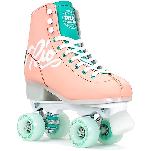 Rio Roller Script Retro Rollschuhe Disco Roller pfirsich peach/green, 39.5 von Rio Roller