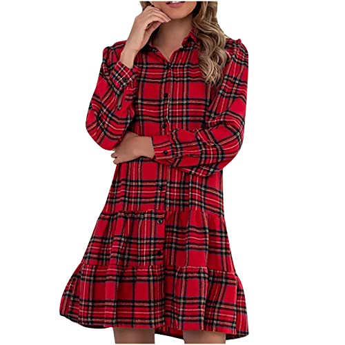 Damen Blusenkleid Langarm Mode Kariert Hemdblusenkleid Damen Langarm Casual Revers Einreihig Shirts Jacke Kleid Frauen Freizeit Herbstkleid Damen Elegant Damen Blusenkleid Langarm Mode Kariert Hemdblusenkleid Damen Langarm Casual Revers Einreihig Shirts Jacke Kleid Frauen Freizeit Herbstkleid Damen Elegant von Rioge