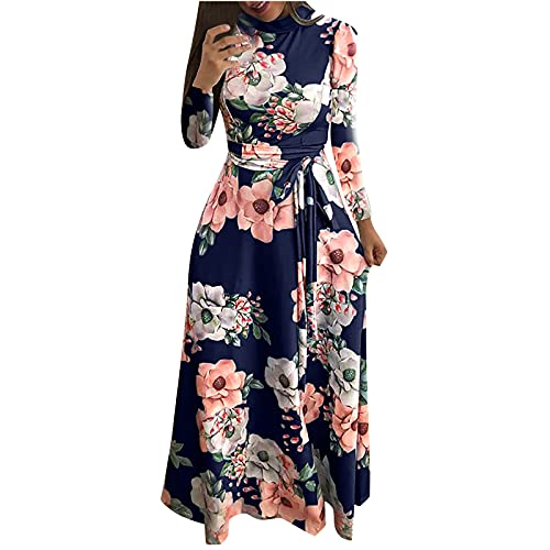 Rioge Damen Abendkleid Lang Vintage Blumendruck Maxikleid Elegant Damen Langarm Cocktailkleid Maxi Lange Kleid Frauen Herbstkleid Partykleid Kleider mit Gürtel, 00 # Blau, M Rioge Damen Abendkleid Lang Vintage Blumendruck Maxikleid Elegant Damen Langarm Cocktailkleid Maxi Lange Kleid Frauen Herbstkleid Partykleid Kleider mit Gürtel, 00 # Blau, M von Rioge