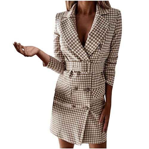 Rioge Damen Blazerkleid Kariert V-Ausschnitt Kleid Damen Langarm Minikleid Partykleid für Business Office Frauen Slim Kleider Bodyconkleid Damen Winter Minikleid Damen Kurz Rioge Damen Blazerkleid Kariert V-Ausschnitt Kleid Damen Langarm Minikleid Partykleid für Business Office Frauen Slim Kleider Bodyconkleid Damen Winter Minikleid Damen Kurz von Rioge