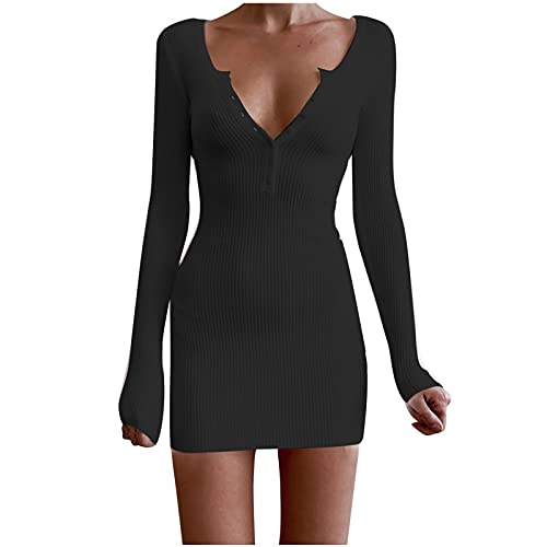 Rioge Damen Kleider Kurz Sexy V-Ausschnitt Langarm Kleid mit Knöpfe Casual Einfarbig Wrap Minikleid Partykleid Herbst Und Winter Mode Slim Enges Kleid Damen Kurze Rioge Damen Kleider Kurz Sexy V-Ausschnitt Langarm Kleid mit Knöpfe Casual Einfarbig Wrap Minikleid Partykleid Herbst Und Winter Mode Slim Enges Kleid Damen Kurze von Rioge