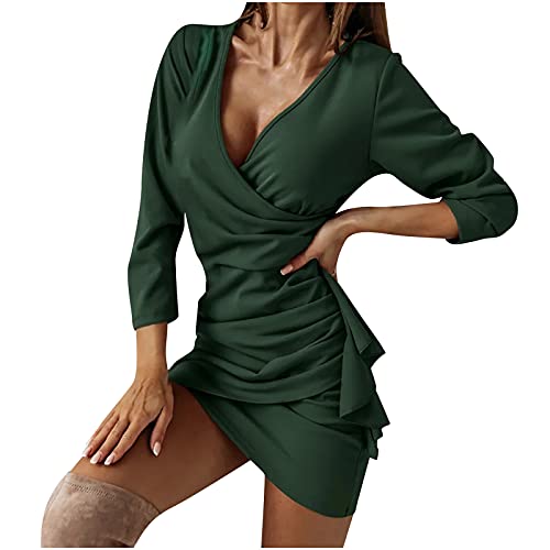 Rioge Damen Sexy Kleid Langarm V Ausschnitt Minikleid Damen Kurz Casual Blusenkleid Damen Elegant Herbst Winter Frauen Einfarbig Slim Fit Partykleid Ballkleid Sexy Rioge Damen Sexy Kleid Langarm V Ausschnitt Minikleid Damen Kurz Casual Blusenkleid Damen Elegant Herbst Winter Frauen Einfarbig Slim Fit Partykleid Ballkleid Sexy von Rioge
