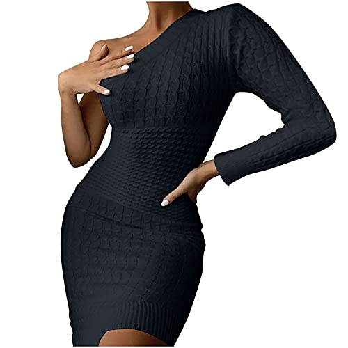 Rioge Strickkleid Damen Langarm One Shoulder Kleid Damen Slim Fit Partykleid Minikleid Damen Sexy Frauen Einfarbig Bodycon Kleid Damen Kurz Rioge Strickkleid Damen Langarm One Shoulder Kleid Damen Slim Fit Partykleid Minikleid Damen Sexy Frauen Einfarbig Bodycon Kleid Damen Kurz von Rioge