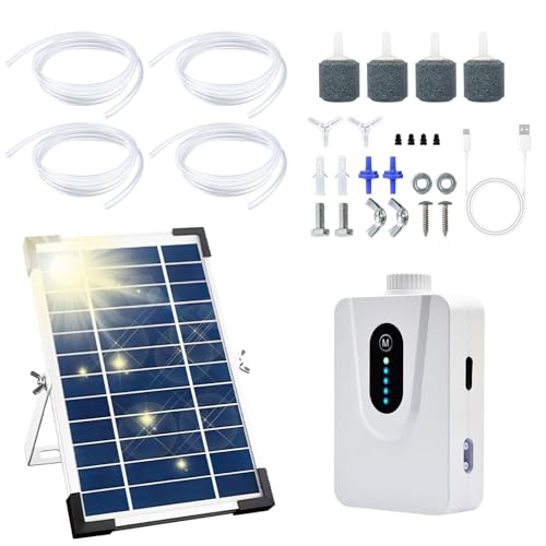 Solar Sauerstoffpumpe, 7W Solar Teichbelüfter mit 6000mAh Akku, Solarladen sind verfügbar und USB-Laden, Oxygenator Aquarium Luftpumpe Angelbelüfter mit Rohr Luftblasensteinen, für Gartenteiche Solar Sauerstoffpumpe, 7W Solar Teichbelüfter mit 6000mAh Akku, Solarladen sind verfügbar und USB-Laden, Oxygenator Aquarium Luftpumpe Angelbelüfter mit Rohr Luftblasensteinen, für Gartenteiche von Riokko