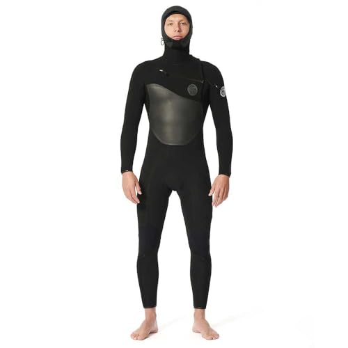 Rip Curl Mens Flashbomb 5/4mm Hooded Chest Zip Wetsuit 14GMFS - Black Rip Curl Mens Size - L von Rip Curl