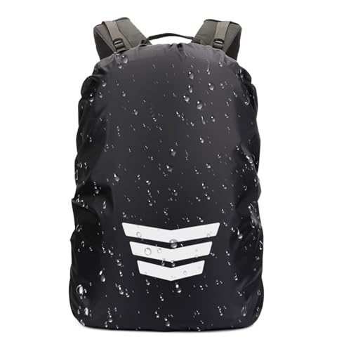 Regenschutz Rucksack mit Reflexstreifen, wasserdichte Regenschutz für Rucksäcke, 15-75L Regenhülle Rucksack für Wandern Camping Radfahren (Schwarz, XL) von Risipu