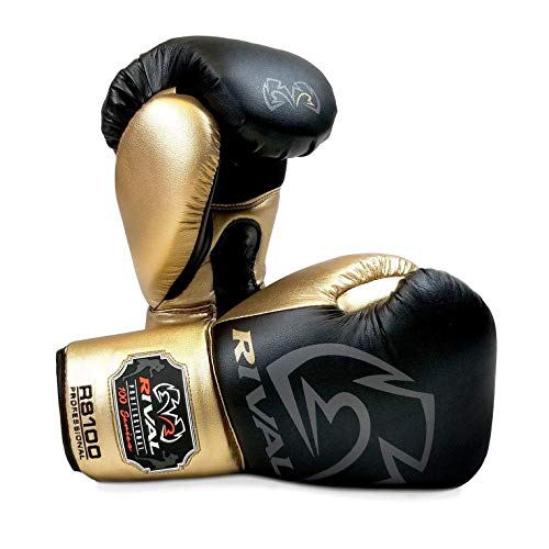 Rival Boxing Handschuhe RS100 Schwarz Gold Training Professionell - Schwarz, Gold, 16oz von RIVAL