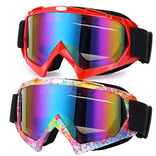 Rngeo Skibrille, Snowboardbrille für Herren, Damen, Jugendliche, mit robustem ABS-Rahmen, UV-400-Schutz, Windbeständigkeit, blendfreie Gläser und weicher Schaumstoff, 2 Farben in 1 von Rngeo