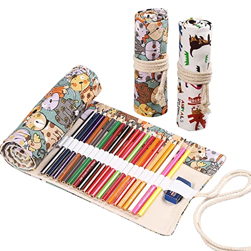 RoadLoo Leinwand Stifterolle, 2 Stück 48 Löcher Canvas Pencil Bag Stifterolle Leinwand Pencil Buntstifte Federmäppchen Tragbar Tier Federmäppchen Kasten Bleistifthalter Pencil Wrap Roll up Holder RoadLoo Leinwand Stifterolle, 2 Stück 48 Löcher Canvas Pencil Bag Stifterolle Leinwand Pencil Buntstifte Federmäppchen Tragbar Tier Federmäppchen Kasten Bleistifthalter Pencil Wrap Roll up Holder von RoadLoo