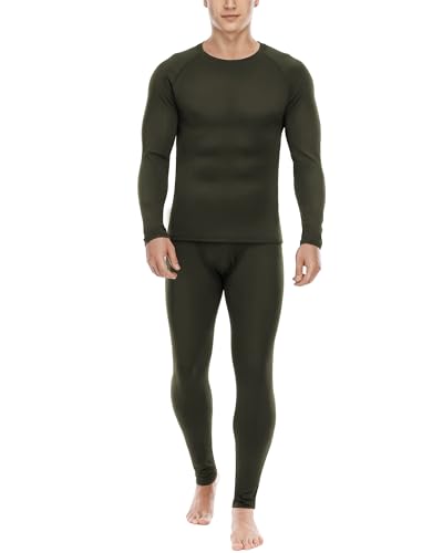 Roadbox Thermounterwäsche Herren,lange Funktionsunterwäsche Set Atmungsaktiv & Weich Thermobekleidung männer Winter für Lauf,Fahrrading,Fußball,Skifahren;Grün,3XL von Roadbox