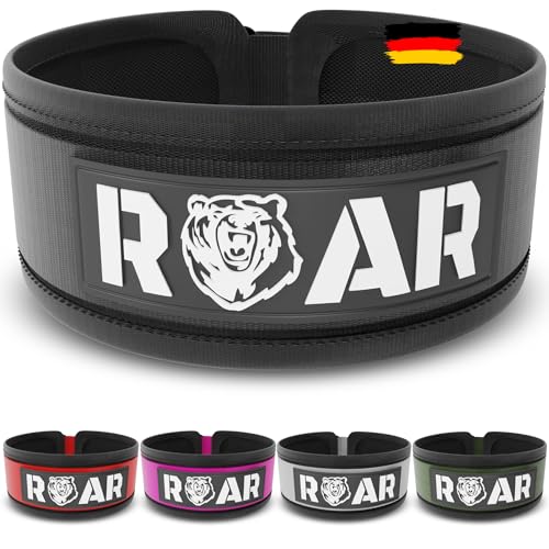 Roar® Gewichthebergürtel Herren und Damen, Lifting Belt for Gym, Powerlifting Gürtel Gewichtheben, Weightlifting Belt, Deadlift Belt, Crossfit Gürtel, Fitness Belt Men, Power Belt (Schwarz, XS) von Roar