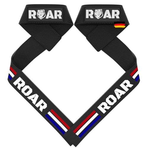 Roar® Profi Zughilfen Krafttraining, Lifting Straps Für Bodybuilding Und Weightlifting, Zughilfen Bodybuilding, Griffhilfen Bodybuilding, Kreuzheben Zughilfe, Lifting Strap, Gym Straps (Frankreich) von Roar