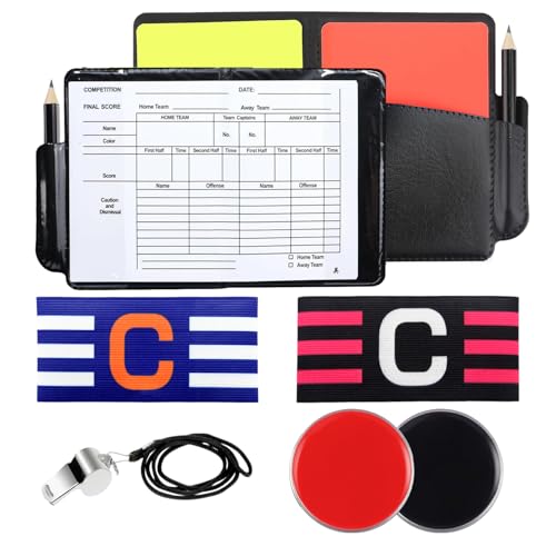 RobLuX Schiedsrichter Set Fußball Schiedsrichter Karten Mit 2 Schiedsrichter Pfeife 2 Kapitänsbinde Mit Rot Gelb Schiedsrichter Karte Tasche Punktebuch für FußBallspiel Schulsport RobLuX Schiedsrichter Set Fußball Schiedsrichter Karten Mit 2 Schiedsrichter Pfeife 2 Kapitänsbinde Mit Rot Gelb Schiedsrichter Karte Tasche Punktebuch für FußBallspiel Schulsport von RobLuX