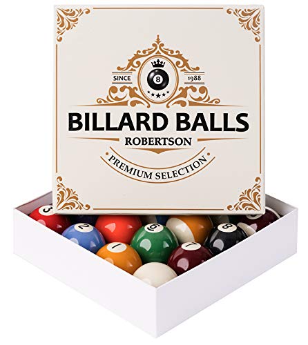 Robertson Premium Billardkugeln Pool 57,2 mm für EIN perfektes Spielergebnis, entsprechen mit der Größe und dem Gewicht den Turnier-Vorgaben, mit einem Gratis Billardset Robertson Premium Billardkugeln Pool 57,2 mm für EIN perfektes Spielergebnis, entsprechen mit der Größe und dem Gewicht den Turnier-Vorgaben, mit einem Gratis Billardset von Robertson