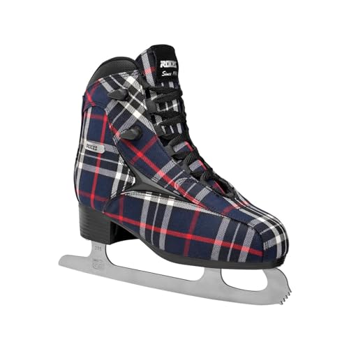 Roces Damen IceGlamour Schottenkaro Schlittschuhe Schlittschuhe Schlittschuhe mit Edelstahlkufen, verstärktem Synthetik-Obermaterial & anatomischer Polsterung, Blau, 6 von Roces