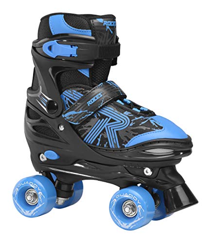 Roces Jungen Quaddy 3.0 Boy Größenverstellbarer Kinder-Rollschuh, Black-Astro Blue, 26/29 von Roces