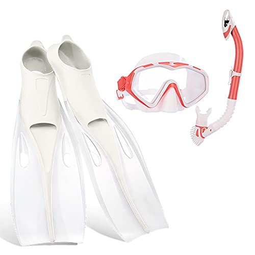 Rock88 Schwimm Flossen Taucher Brille Unterwassersport Erwachsene Professionelles Schnorchel Training Fins Ideal für Reisen,White,S(EUR 36 von Rock88