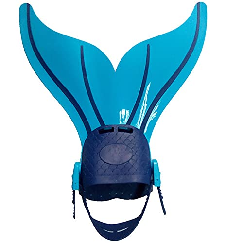 Rock88 Schwimm Training Flossen Meerjungfrau Monoflosse Fins Einstellbare Wasser Sport Spielzeug Schwänze für Jungen Mädchen Kinder 5-15Y,Blue von ROCK