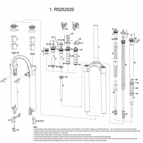 Rock Shox Dämpfer und Komponent Unteren Bein Tora,11.4015.252.020 von RockShox