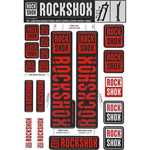 RockShox Unisex – Erwachsene Klistermærkesæt 30/32 mm og Rs1 Rød, Sid/Reba/Revelation (<2018) Sektor/Recon/X32/30g/30s/Xc30, 11.4 Felgenb nder, Rot, 30/32mm Standrohre EU von RockShox