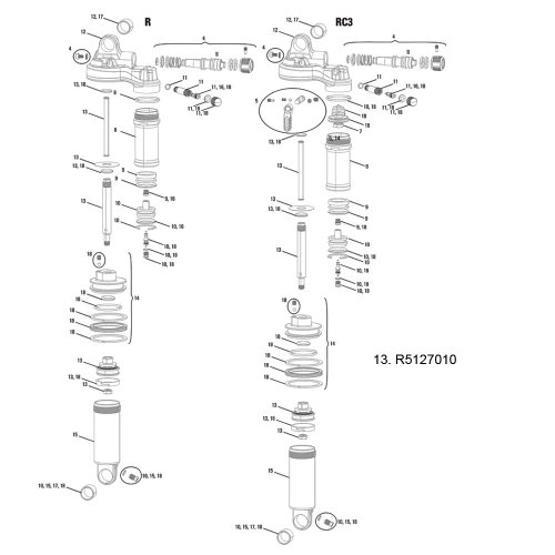 Rock Shox Schaft Kit/Kolben Replica/Tune Kit Monarch Plus 190 x 51/200 x 51 mm ML, 114115127010 von RockShox