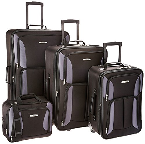 Rockland 4-teiliges Gepäckset für Rollen., schwarz/grau, Einheitsgröße, 4-teiliges Gepäck-Set. von Rockland