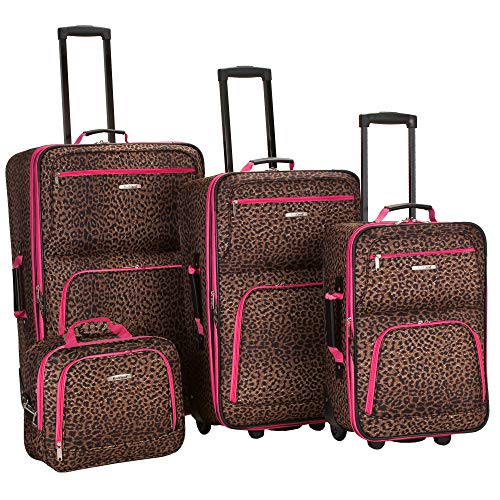 Rockland Jungle Softside Handgepäck-Set, pink Leopard, Einheitsgröße, Jungle Softside Handgepäck-Set von Rockland