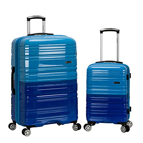 Rockland Melbourne Hardside Erweiterbares Spinner-Rad Gepäck, Zweifarbiges Blau, 2-Piece Set (20/28), Melbourne Hartschalen-Koffer, erweiterbar von Rockland