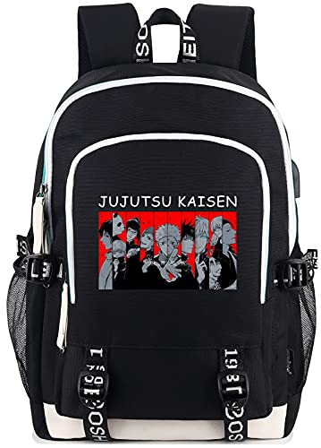 Roffatide Anime Jujutsu Kaisen Itadori Yuji Gojo Satoru Sukuna Laptop Backpack with USB Charging Port & Headphone Port von Roffatide