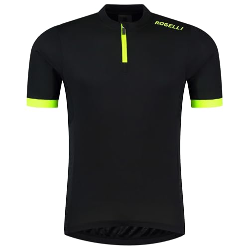 Rogelli Core Radtrikot Herren Kurzarm - Atmungsaktive Fahrradtrikot - 3 Rückentaschen - Rennrad Trikot - Fahrrad Trikot - Schwarz/Fluor - 2XL von Rogelli