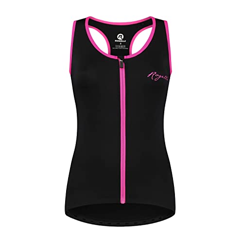 Rogelli Abbey Radtrikot Damen Ärmellos, Fahrradtrikot, Rennrad Trikot, Atmungsaktive, Radsport Shirt - Schwarz/Rosa, L von Rogelli