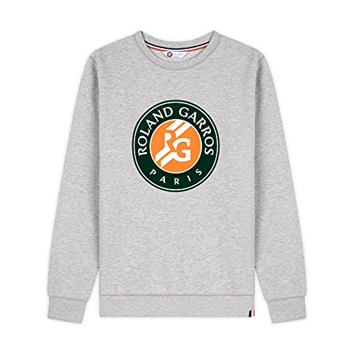 ROLAND GARROS Herren Big Logo Sweatshirt, Rundhalsausschnitt, Motiv: Beau Gamer, Grau meliert, Größe XL, marineblau von RG ROLAND GARROS