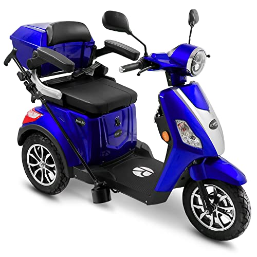 Rolektro E-Trike 25 V.3 Pro Dreirad Blau - 1000W Elektromobil - 70km Reichweite - herausnehmbarer Lithium Akku - Seniorenmobil mit Straßenzulassung von Rolektro