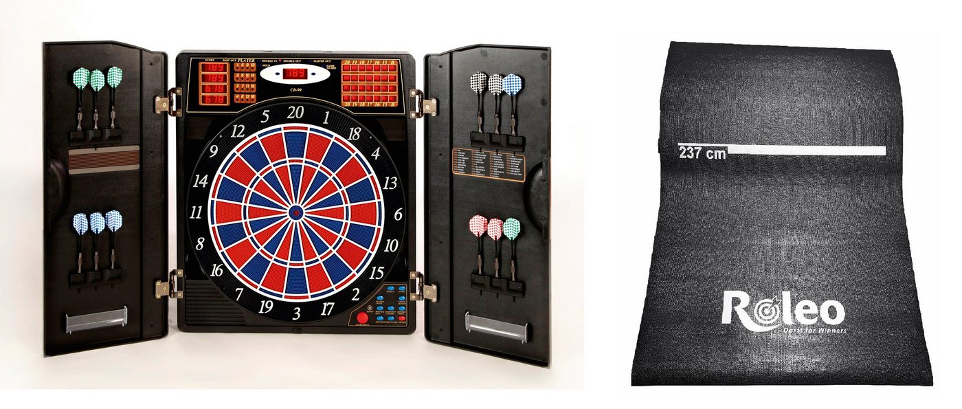 Roleo Dartscheibe E-Dartscheibe Karella CB 90 + Roleo Dartmatte mit Wurflinie Roleo Dartscheibe E-Dartscheibe Karella CB 90 + Roleo Dartmatte mit Wurflinie von Roleo