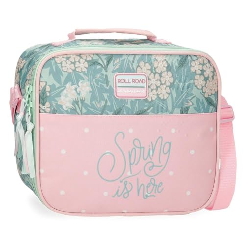 Roll Road Spring is Here Messenger-Tasche für Lebensmittel, Rosa, 25 x 21 x 11 cm, Polyester, Rosa, Thermo-Lebensmitteltasche von Roll Road