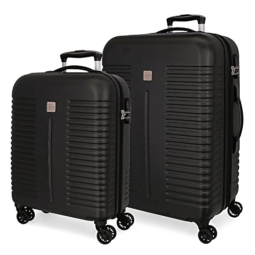 Roll Road India Koffer-Set, schwarz, 55/70 cm, starr, ABS-Kombinationsverschluss, seitlich, 112 l, 6,56 kg, 4 Räder, Handgepäck Roll Road India Koffer-Set, schwarz, 55/70 cm, starr, ABS-Kombinationsverschluss, seitlich, 112 l, 6,56 kg, 4 Räder, Handgepäck von Roll Road