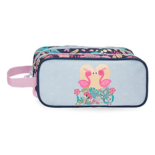 Roll Road Pelican Love Federmäppchen, doppelt, Blau, 22 x 10 x 7 cm, Polyester, blau, Doppeltes Etui von Roll Road