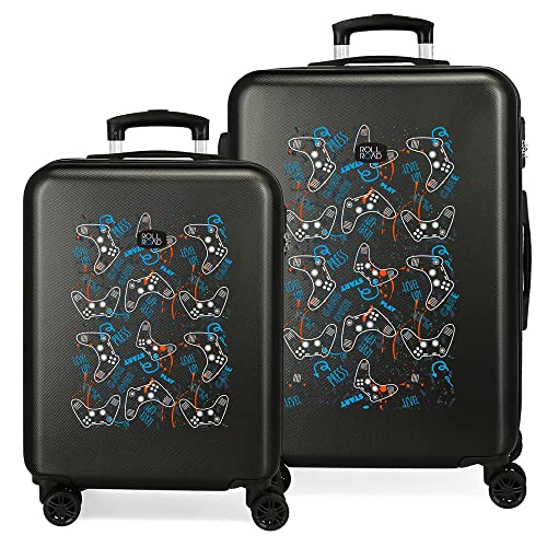 Roll Road Roll Road Gamers Kofferset Schwarz 55/65 cm Hard ABS Kombinationsverschluss seitlich 91 6 kg 4 Doppelrollen Handgepäck Roll Road Roll Road Gamers Kofferset Schwarz 55/65 cm Hard ABS Kombinationsverschluss seitlich 91 6 kg 4 Doppelrollen Handgepäck von Roll Road