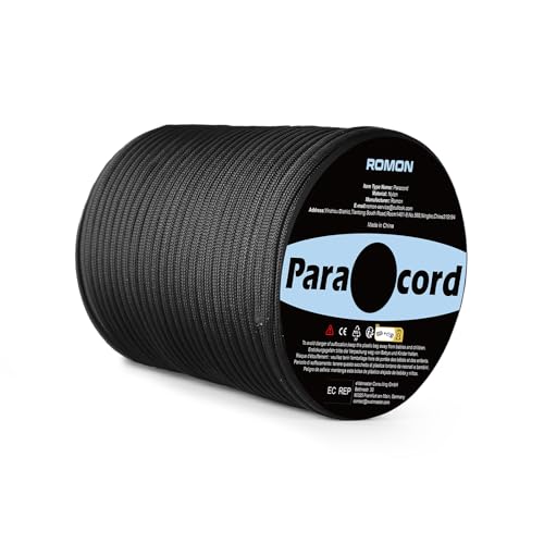Romon Paracord 4mm, 50M Paracord Schnüre Seil 9 Kern-Strängen Paracord Bänder, Schnur Reissfest Seil Sonnensegel, Nylon Paracord Survival Paracord Reepschnur für Outdoor Survival Camping, Schwarz Romon Paracord 4mm, 50M Paracord Schnüre Seil 9 Kern-Strängen Paracord Bänder, Schnur Reissfest Seil Sonnensegel, Nylon Paracord Survival Paracord Reepschnur für Outdoor Survival Camping, Schwarz von Romon