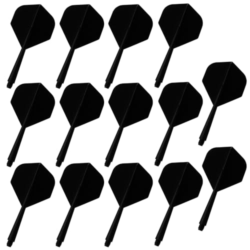 Rongxze 14 Stück Dart Schäfte, Dart Flights mit Schäfte, Dartpfeile Zubehör, Dart Schäfte und Flights aus einem Stück für Darts Dartpfeil Spiel, 2BA Dartfässer, Dartscheiben, Schwarz von Rongxze