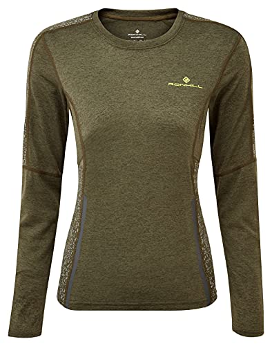 Ronhill Damen Life Night Runner L/S Tee, Damen, Hemd, Life Night Runner L/S Tee, Khaki/Citrus/Reflect, 8 von Ronhill