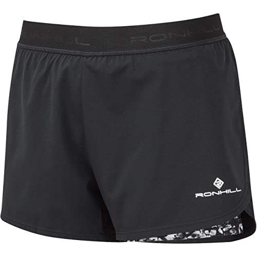 Ronhill Damen Life Twin Shorts, Schwarz/Mono Pilz, Größe 42 von Ronhill