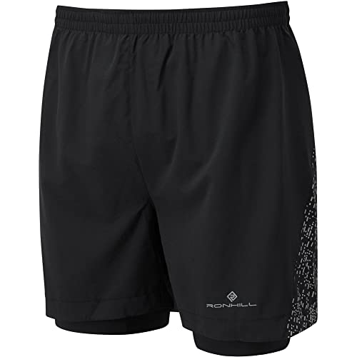 Ronhill Herren Life Night Runner 12,7 cm Twin Shorts, schwarz/reflektierend, Größe S von Ronhill