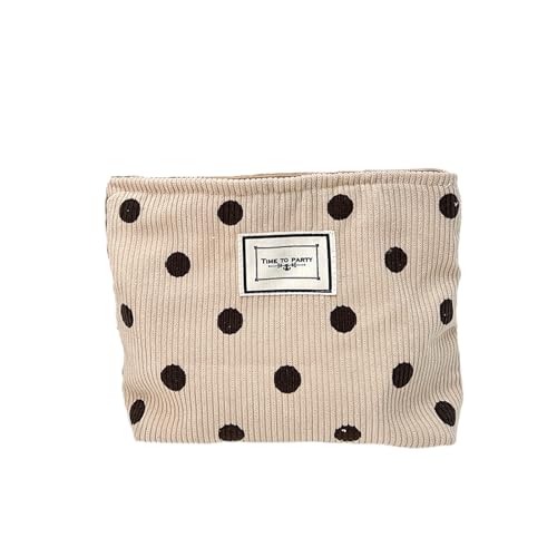 Make Up Tasche,Cord Retro Polka Dot Make-Up Tasche Mäppchen Cord Schminktasche Beauty Taschegroß Kapazität Kosmetiktasche Damen für Damen Mädchen von Ronoza