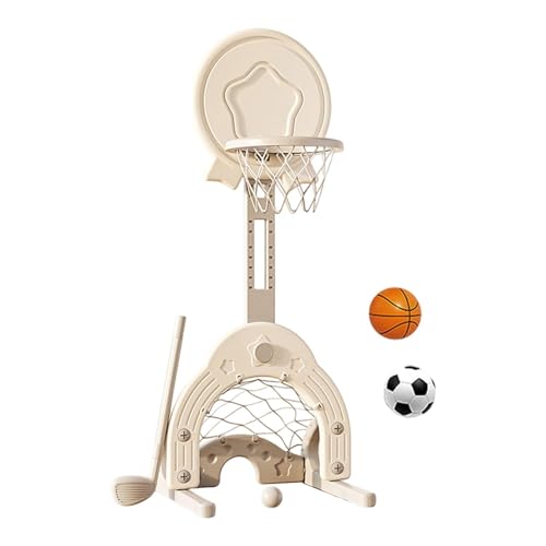 Ronyme 3-in-1-Basketballkorb-Set für drinnen und draußen, Sportspielzeug, robuster multifunktionaler Basketball für Geburtstagsgeschenke für die, Weiß von Ronyme