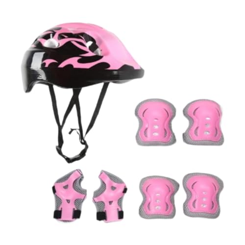 Ronyme 7 Teile/Satz Kinder Fahrradhelm Fahrradhelm Leichter Atmungsaktiver Skateboardhelm Skatinghelm für Radfahren Outdoor-Sportarten, Rosa von Ronyme