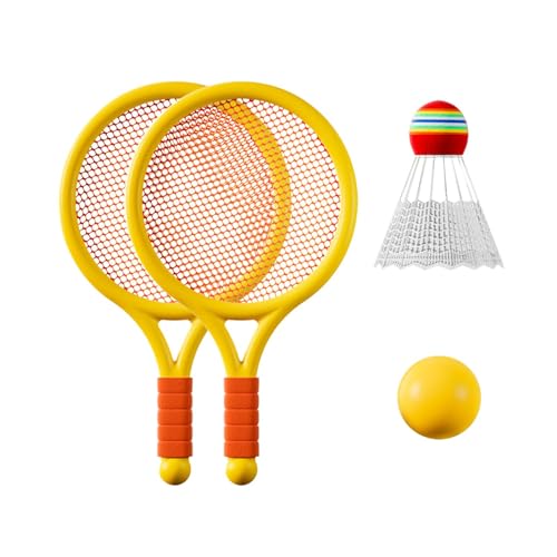Ronyme Badminton-Tennisset für Kinder, Tennisschläger, Spiel-Tennisschläger für Kinder für Anfänger, Mädchen, für drinnen und draußen, für den Garten, Gelb von Ronyme