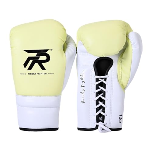 Ronyme Boxhandschuhe für Männer und Frauen, Boxsackhandschuhe, PU-, Box-Trainingshandschuhe, Sparringshandschuhe für MMA/Fitness/Muay Thai, Hellgelb 12oz von Ronyme