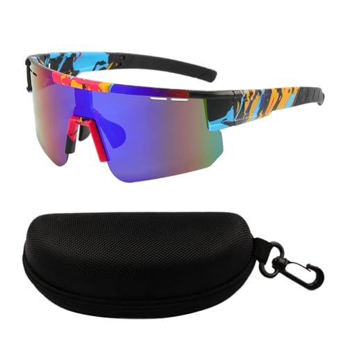 Ronyme Fahrradbrille, Reitbrille, blendfrei, stilvolle polarisierte Sonnenbrille, Sport-Sonnenbrille für Outdoor-Wandern, Autofahren, Radfahren, Streifen Blau von Ronyme